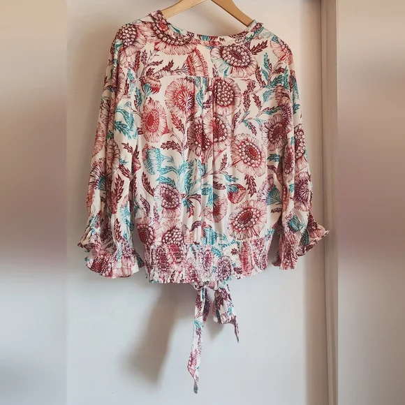 NWT Tugboat Anthropologie Floral Print Tie-Front Blouse - Picture 5 of 5